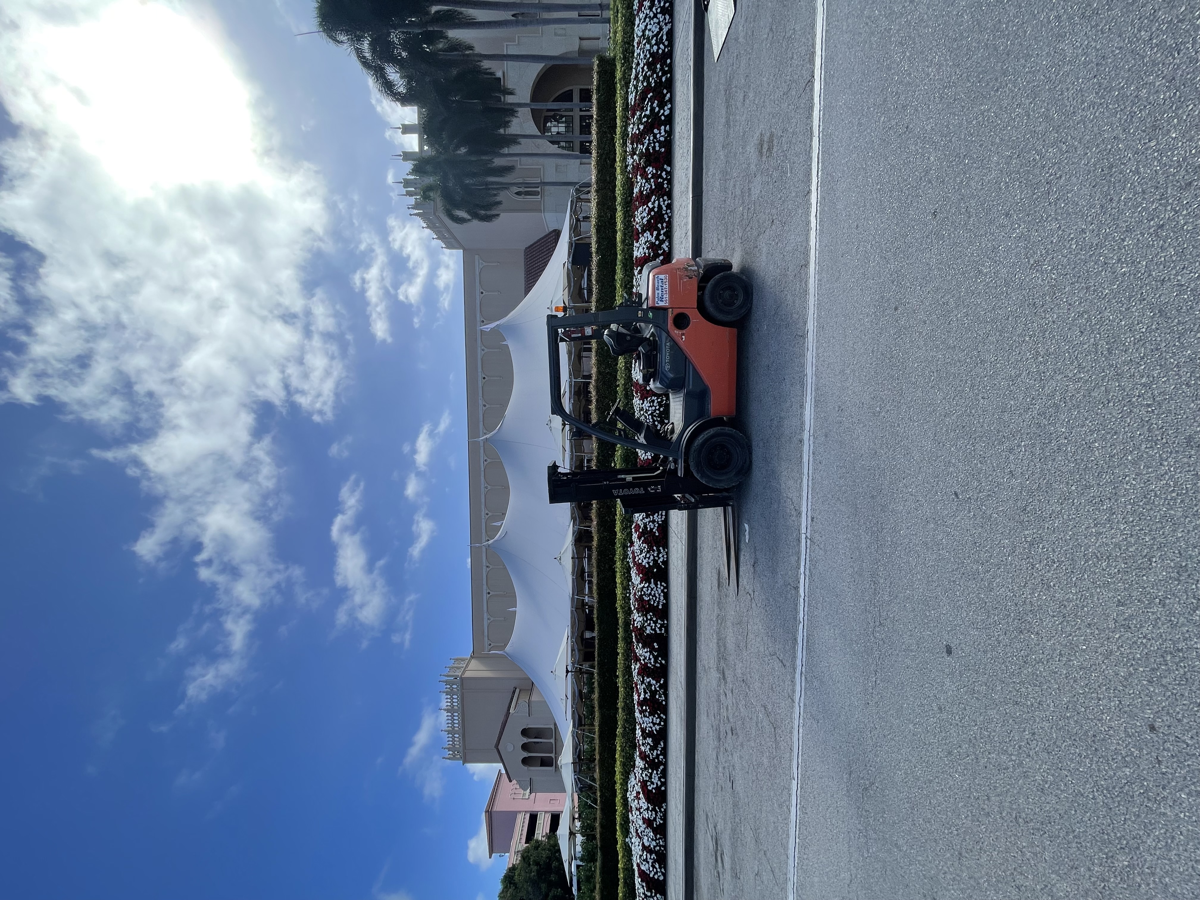 Rental equipment staged and ready for dispatch at Palm Beach Rentals